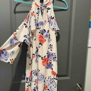 Candies Medium Floral Cut Out Shoulder Midi Dress
